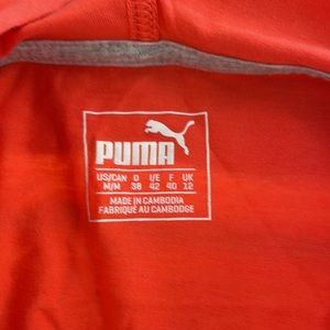- Puma Long Sleeve Hooded Tshirt orange gray size Medium